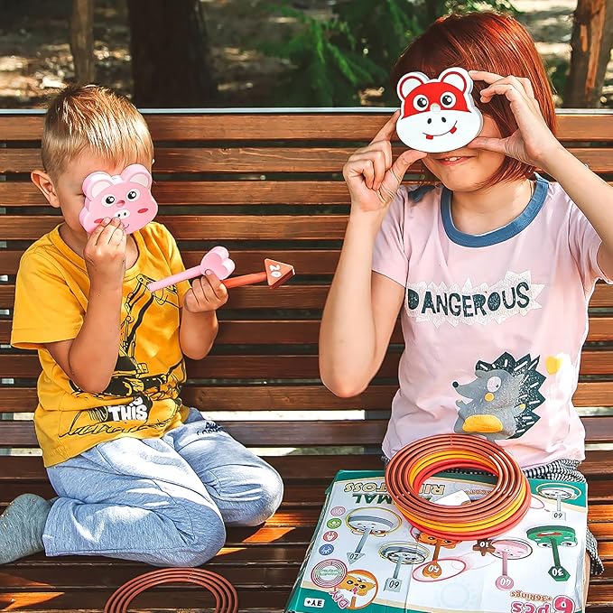 Animal Ring Toss Game Toy Set for Kids, 6 Targets Stands & 36 Rings Combo - Image 8