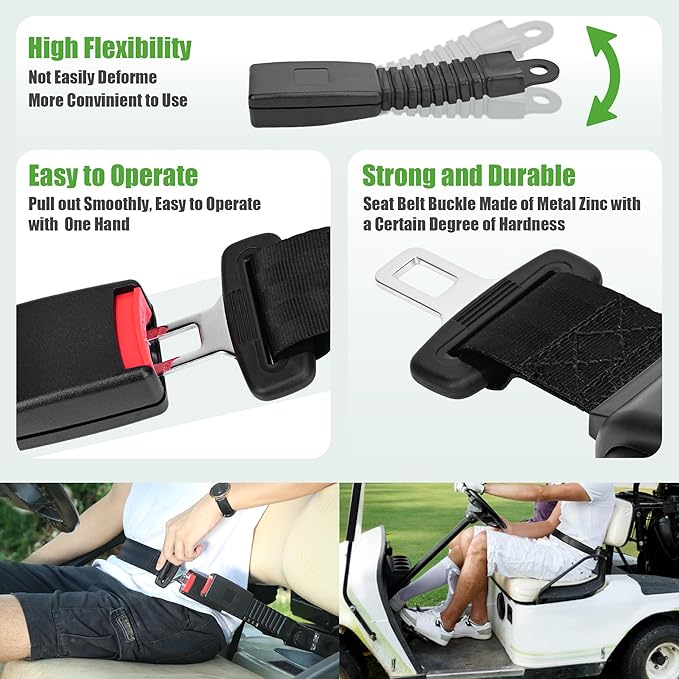 10L0L Retractable Golf Cart Seat Belts - Universal Retractable Seat Belts for Yamaha EZGO, Club Car, Go Kart, UTV