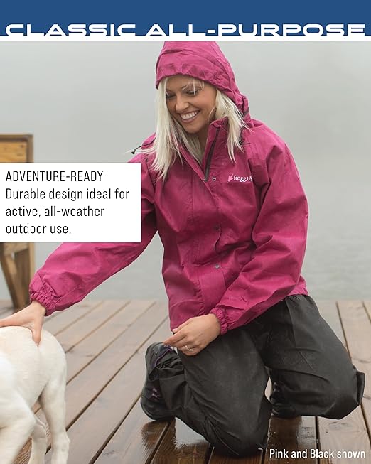 FROGG TOGGS Women's Classic All-Purpose Waterproof Breathable Rain Suit, Purple and Black, X-Large