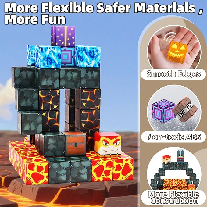 Magnetic Blocks, Magnet Blocks Build 3D World Stacking Toys, STEM Sensory - Image 2