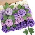 AmyHomie Artificial Flower Seriesc Purple Rose 25pcs Real Looking Fake Roses by AmyHomie