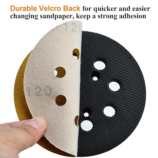 5-Inch 8-Hole Hook and Loop Sanding Discs, 60/80/120/220/400 Assorted Grits - Image 4