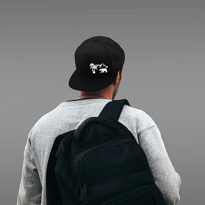 Skull Finger Flat Bill Hats for Men Black Mens Snapback Hat Baseball Cap Fitted Hat Rock N Roll Skeleton Hand Snap Backpack