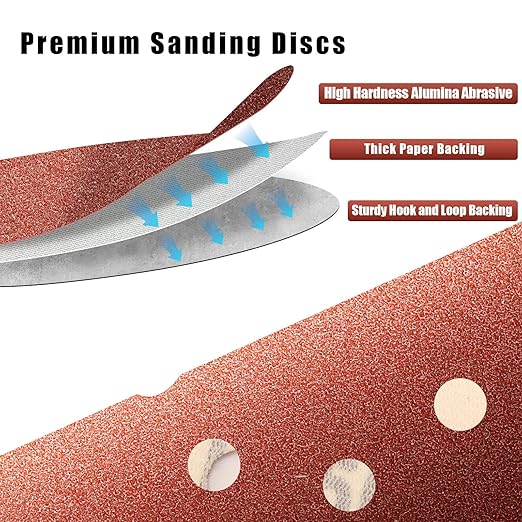 240 Grit 5 Inch Sanding Discs Hook and Loop Sandpaper - Image 3