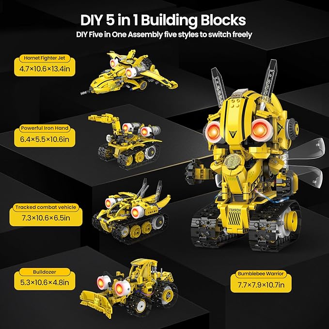 5-in-1 STEM Robot Building Kit for Kids Ages 8-16, Remote & App Controlled - Image 3