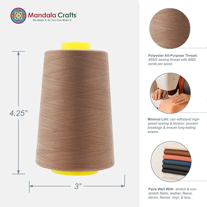 Mandala Crafts 4 Pack of Serger Threads Cones Spools - Image 3
