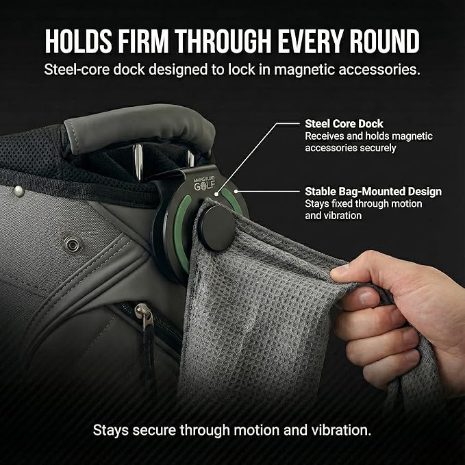 Magnetic Landing Pad – Industrial Steel Core, Universal Fit for All Golf Bags, Soft-Safe Protection Layer – Secure Mount for Magnetic Golf Towels, Rangefinder & Golf Accessories