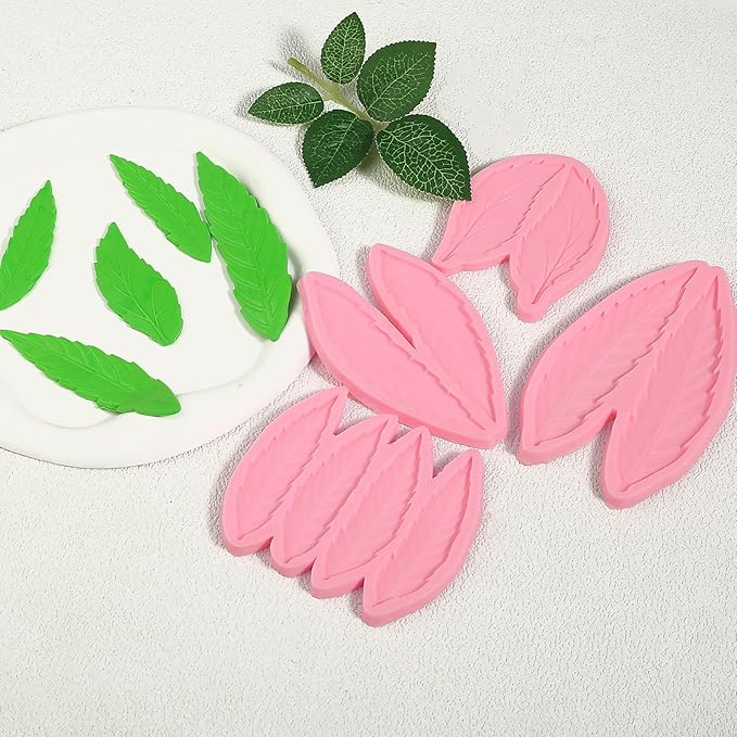 4 Pcs Fern Leaf Cake Decoration Fondant Molds, Flower Paste, DIY Resin Clay - Image 2