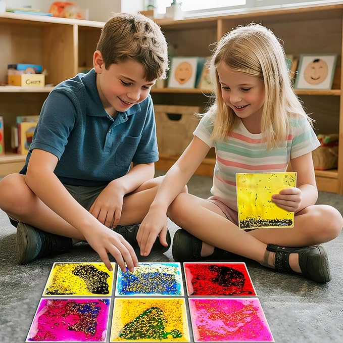 Squishy Liquid Sensory Tiles for Kids Ages 3+ – 6" Colorful Tactile Play Pads - Image 8