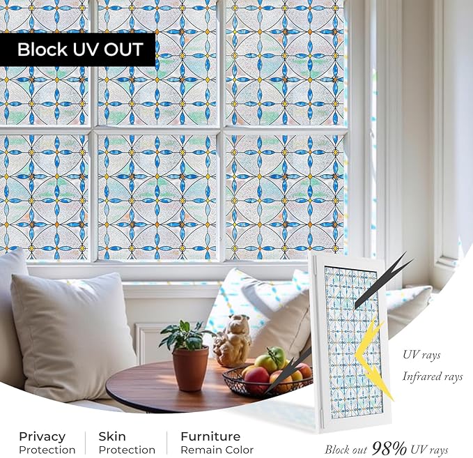 3D Stained Glass Window Film, Decorative Window Privacy Film - Image 3