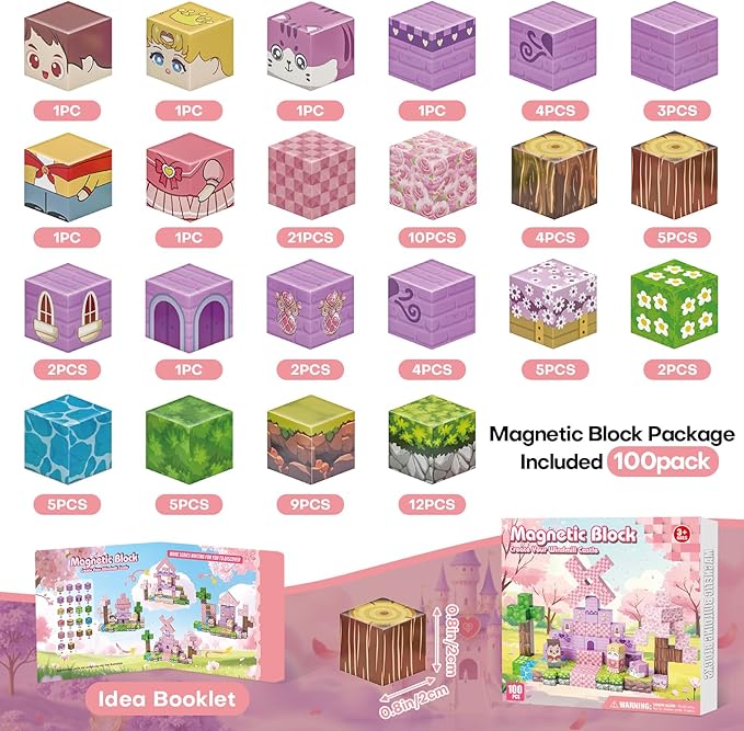 Magnetic Blocks, Magnetic Building Blocks 100pcs, STEM Sensory Toys - Image 2