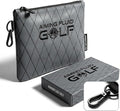 Premium Leather Golf/Travel Valuables Pouch Luxury Zippered Utility Bag with Diamond Stitching, 360 Swivel Clip, Soft Interior for Golf Accessories & Travel Essentials (Grey)
