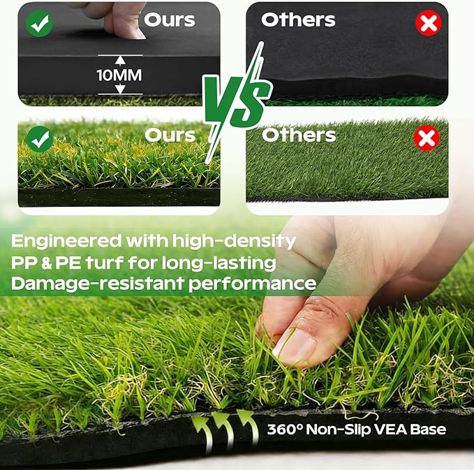 RIKADE Golf Mat - 5x4ft & 6x4ft 26mm-31mm Golf Hitting Mat for Simulators, Backyard, Garage, Indoor & Outdoor Use, Features Dual-Turf Mats with Ball Tray for Chipping and Swing Training