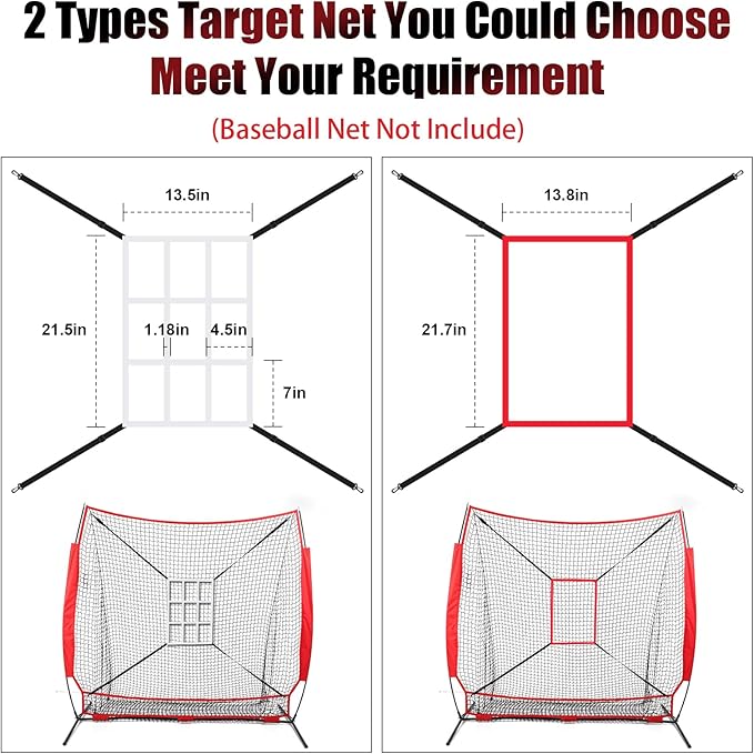 1pcs/2pcs Strike Zone Target Net,13.5x21.5in Pitching Strike Zone Net,Portable Strike Zone Plate for Baseball Pitching Accuracy Improve
