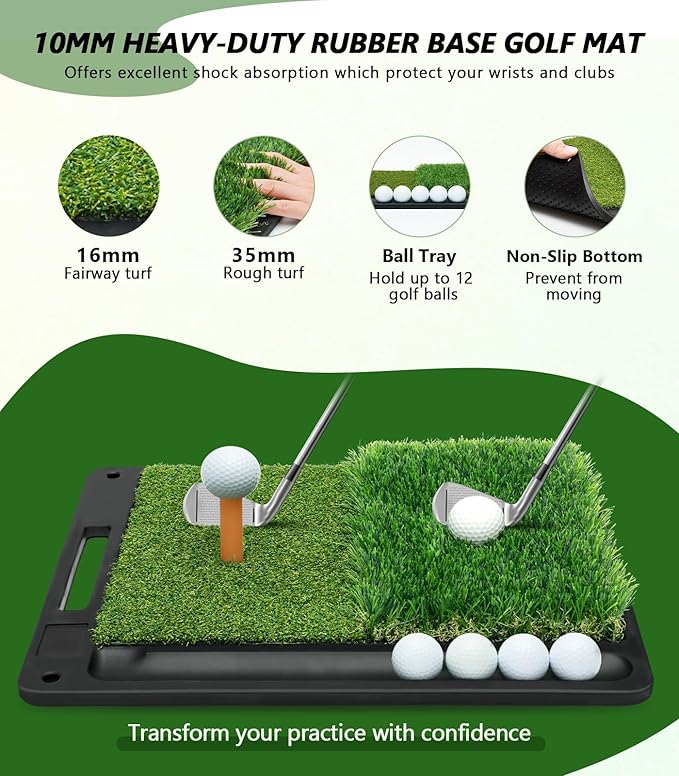 Golf Net: 10 x 7FT Practice Net with Mat for Chipping, Swing, Driving Practice, Nets for Backyard, Indoor & Outdoor Use, Ideal Golf Accessories Gifts for Men, Women, dad, Husbands, and Golfers.