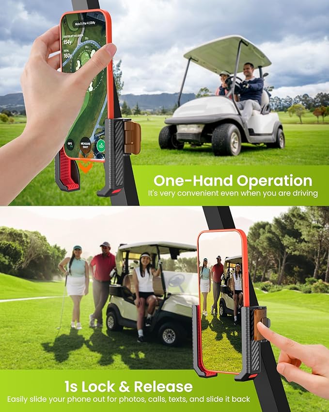 Magnetic Golf Cart Phone Holder Mount- Holds Up to 6 LBS, 3s Phone Clip Install,Phone Caddy for iPhone Galaxy Fits EZGO Club Car Yamaha Icon,Golf Cart Accessories Essentials Gift
