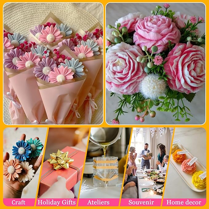 JDH 2PCS Peony Candle Mold Daisy Flower Silicone Molds, 3D Flower Fondant Mold - Image 4