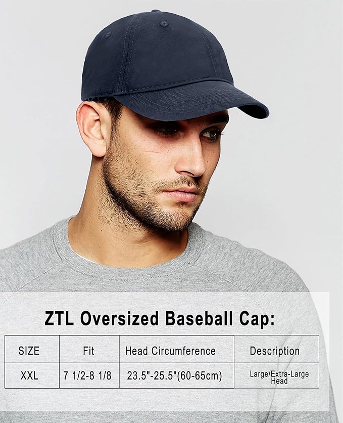 Oversize XXL Baseball Cap for Big Heads 23.6"-25.6", Extra Large Cotton Baseball Hat, Plus Size Unstructured Dad Hats