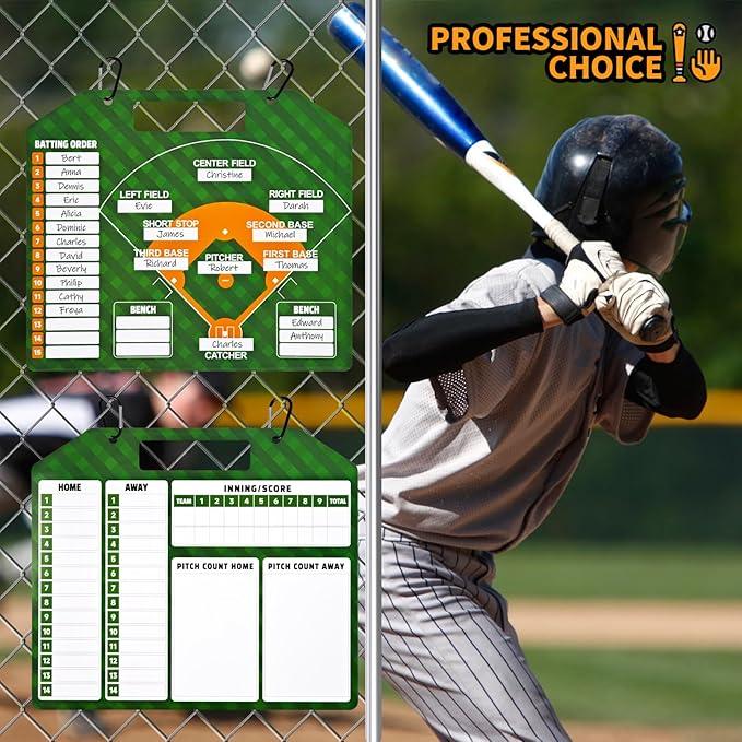 Magnetic Baseball Lineup Board,Baseball Dry Erase Board for Coaches,Softball Coaching Accessories,Baseballs Lineup Cards, Baseballs Clipboard for Coaches with 30 Cards
