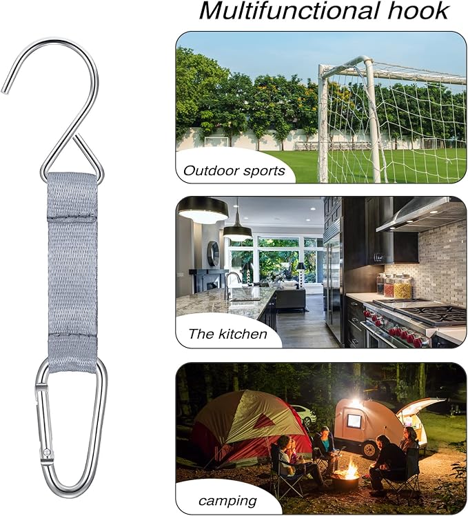 Sumind 4 Pcs Fence Hooks for Baseball Bag Nylon Safety Buckles Metal Fence Hooks Multifunctional Hanging Buckles for Softball Football Tennis Outdoor Sport Equipment Water Cup Backpack (Grey)