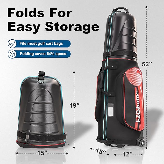 Golf Travel Bags for Airlines with Hard Case Top & Wheels, Hard Shell Top Protect Golf Club, Made of 1680D Heavy Duty Oxford, Internal Strap for Fixing, Lightweight and Easy to Maneuver