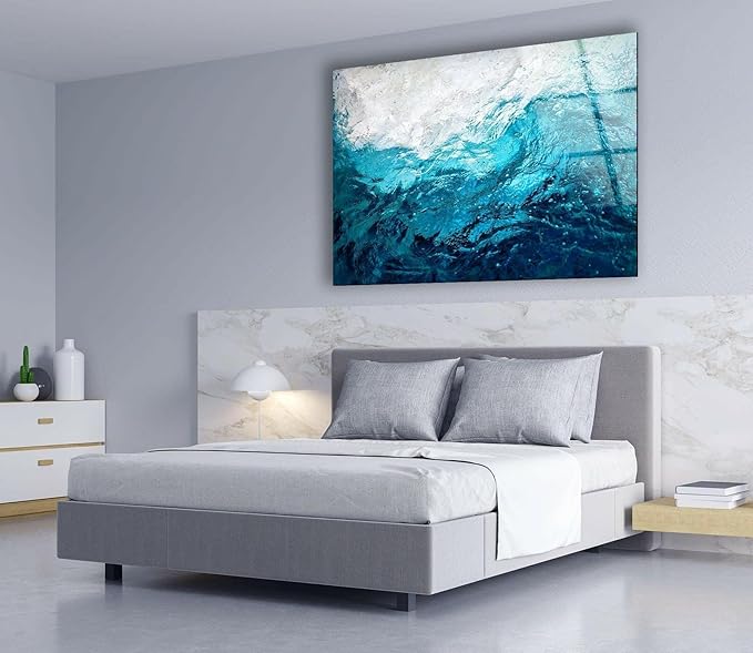 My Photostation.com 43Wx27H'' Blue Waves Abstract Glass Wall ArtTempered Glass - Image 9