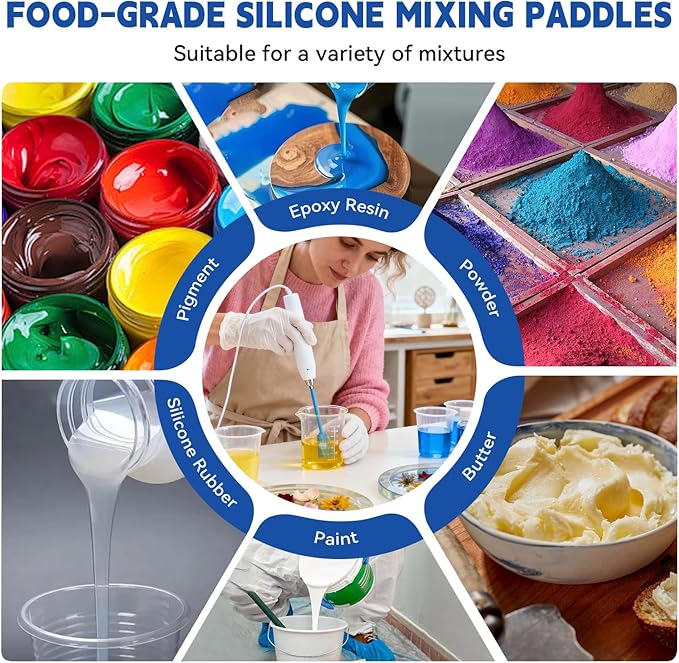 Suzzam Silicone Resin Mixer Paddles, 1/4" Drill Epoxy Mixer Attachment - Image 7