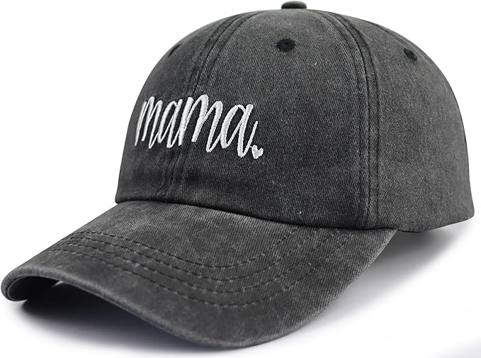 SHANVANKE Funny Mama Hat for Women, Adjustable Washed Cotton Embroidered Mom Baseball Cap