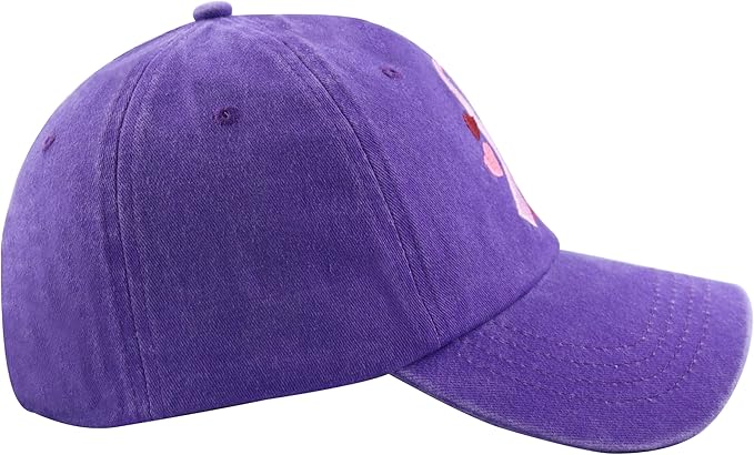 Fight Breast Cancer Hats for Women, Cotton Embroidered Pink Ribbon Little Heart Baseball Cap
