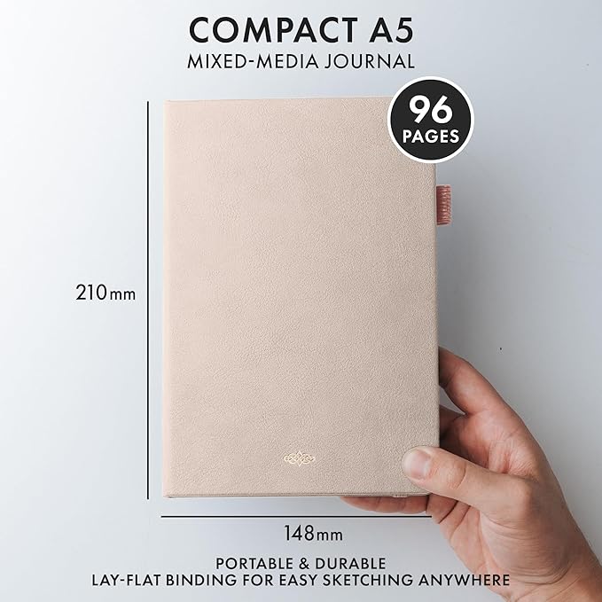 Wordsworth & Black A5 Mixed Media Journal 96 Mix Pages, Hardcover Leather - Image 7