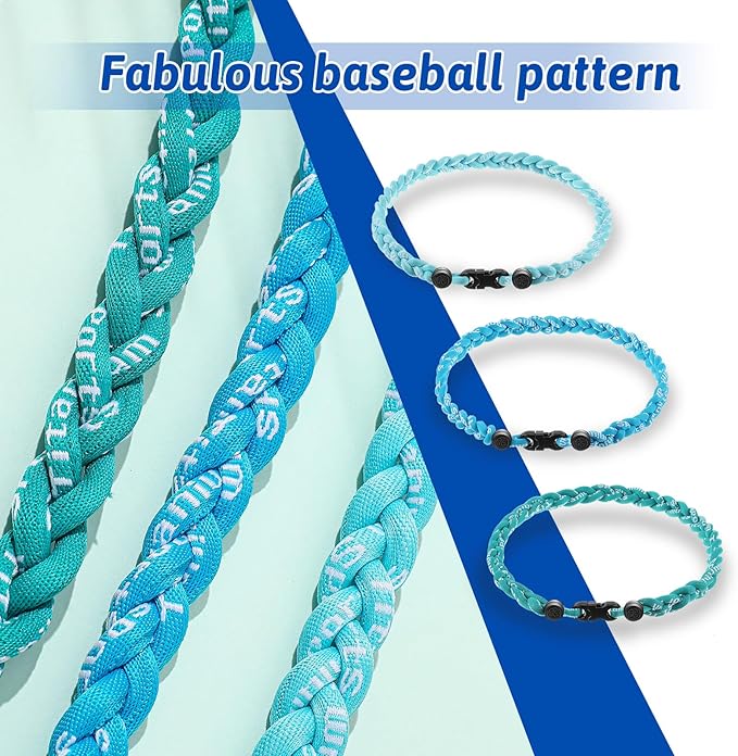 Junkin Baseball Necklaces Three Braided Rope Titanium Necklace for Fans Team Gifts Boys Men Player Softball Sports