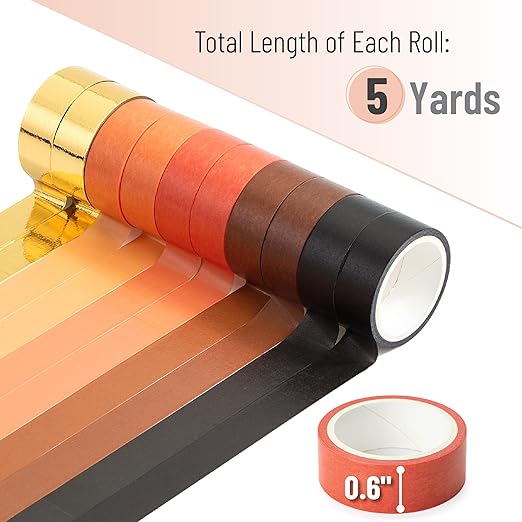 Mr. Pen- Washi Tape Set, 10 Rolls, Fiery Horizon, Decorative Tape Set, Colored - Image 4