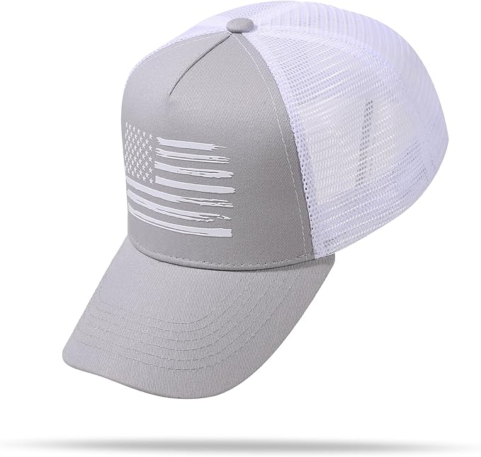 Baseball Cap, American Flag Trucker Hat for Men Women, Breathable Adjustable Fit Outdoor Mesh Snapback Hats