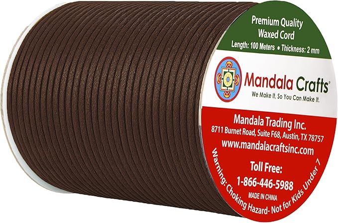 Mandala Crafts 2mm 109 Yards Bistre Brown Cotton Waxed Cord - Image 2
