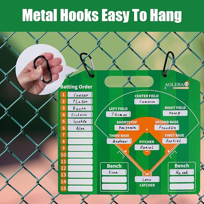 AOLEBA Baseball Lineup Board for Dugout,Dry Erase Magnetic Metal Baseball Clipboard for Coaches