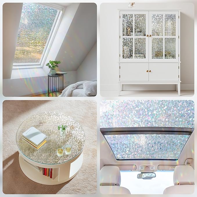 Haton Window Privacy Film, Rainbow Stained Glass Window Clings, 3D Decorative - Image 7