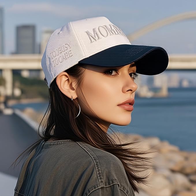 Women’s Mommin Trucker Hat – Vintage Two-Tone Ponytail Baseball Cap, Embroidered Adjustable Hat, Great Gift for Mom & Women