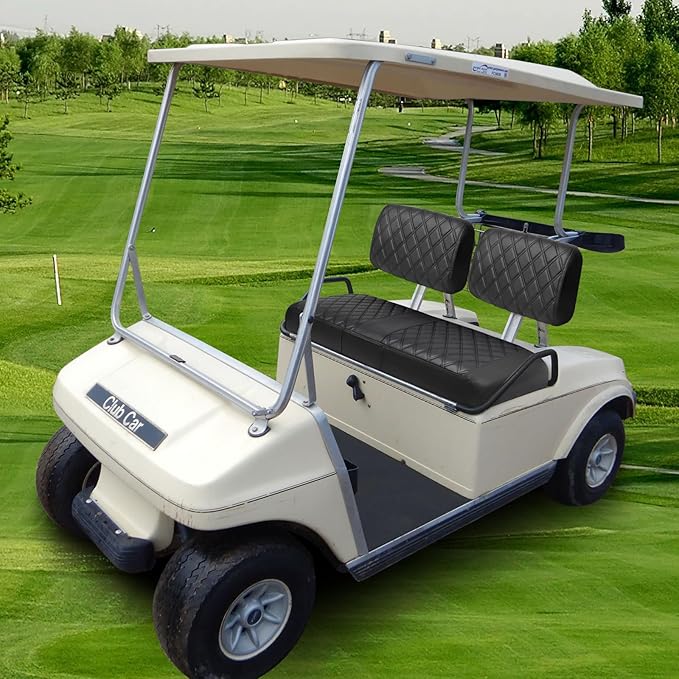 iLSKW Golf Cart Seat Cover for Club Cart DS Pre 2000, Premium Marine Vinyl, Diamond Stripe Black Stitching Anti-Chipping/Anti-Fading/No Stapler