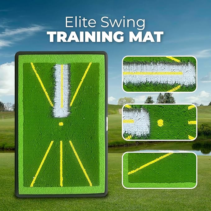 Golf Hitting Mat - 1-Second Detach System Golf Training Mat - Real Swing Path Feedback - Easy Clean & Store