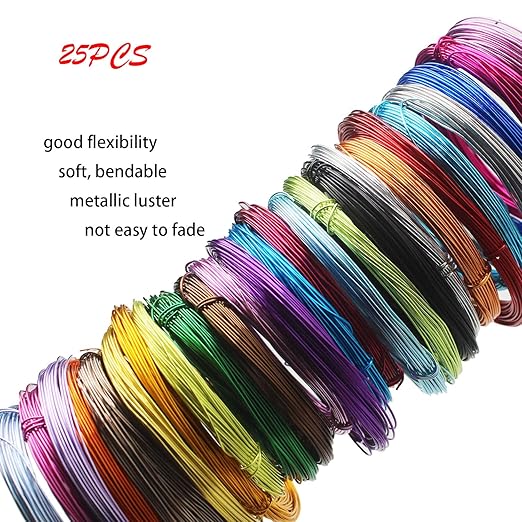 25 Rolls 820 Feet Colored Aluminum Craft Wire 0.8 mm Flexible Metal Artistic - Image 2