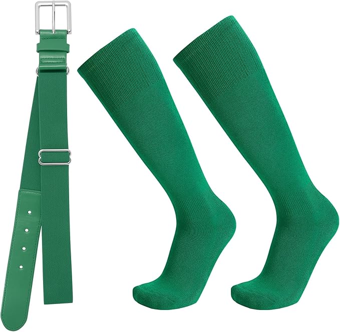 Baseball Socks and Belt Combo for Youth Adult - Softball Socks and Belt for Boys and Girls
