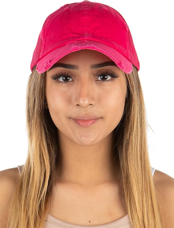 Funky Junque Trucker Hat for Women – Distressed Low Profile Western Camo Baseball Cap with Mesh, Trendy and Adjustable Fit