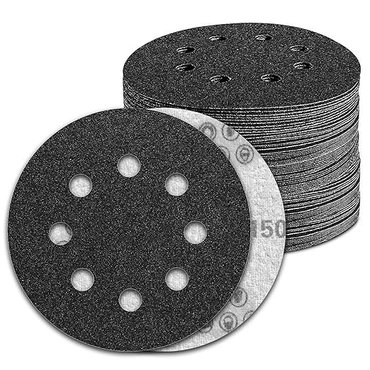 100 Pcs 5 inch Wet Dry Sanding Discs Grit 150 Hook and Loop 8 Hole Silicon by Pukamam