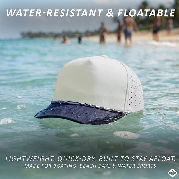 Funky Junque Performance Waterproof Golf Rope Hat – Cool Breathable Workout 5 Panel Snapback Cap for Men