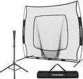 VIVOHOME Baseball Softball Batting Net - 7x7 Ft Baseball Backstop, Softball Practice Net for Hitting, Pitching, Throwing with Batting Tee and Carry Bag