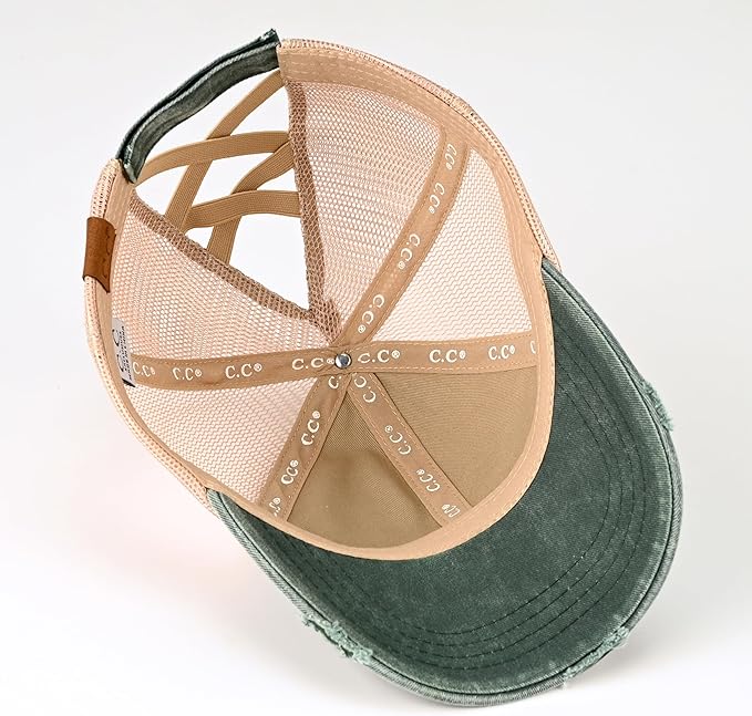 C.C Ponycap Messy High Bun Ponytail Adjustable Glitter Mesh Trucker Baseball Cap