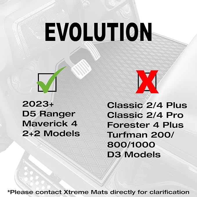 Xtreme MATS Evolution D5 Golf Cart Floor Mat Set - Rubber Double Diamond Design - Fits DMAX, D5, 2+2, 4F, 6F, Including Evolution Maverick and Ranger Trims