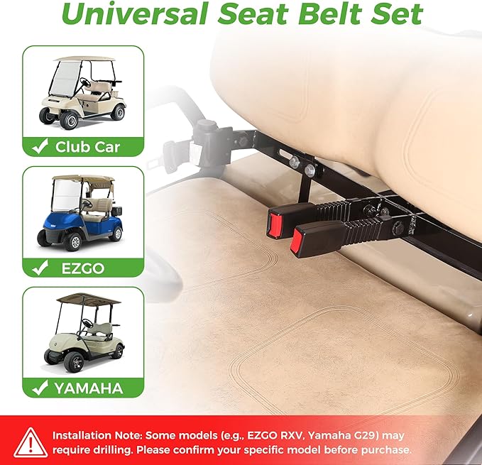 Universal Golf Cart Seat Belts Kit for Yamaha Club Car EZGO Go-Kart ATV UTV, 42 inch Retractable Seat Belts Kit (Without Mounting Bar)