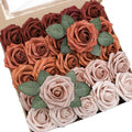 Floroom Artificial Flowers 25pcs Real Looking Terracotta Ombre Colors Foam Fake by Floroom