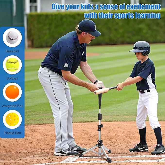 Storgem Baseball and Softball Tee,Batting Tee for Kids,Baseball Tees for Hitting,T Ball Training Stand,Easy Height Adjustment